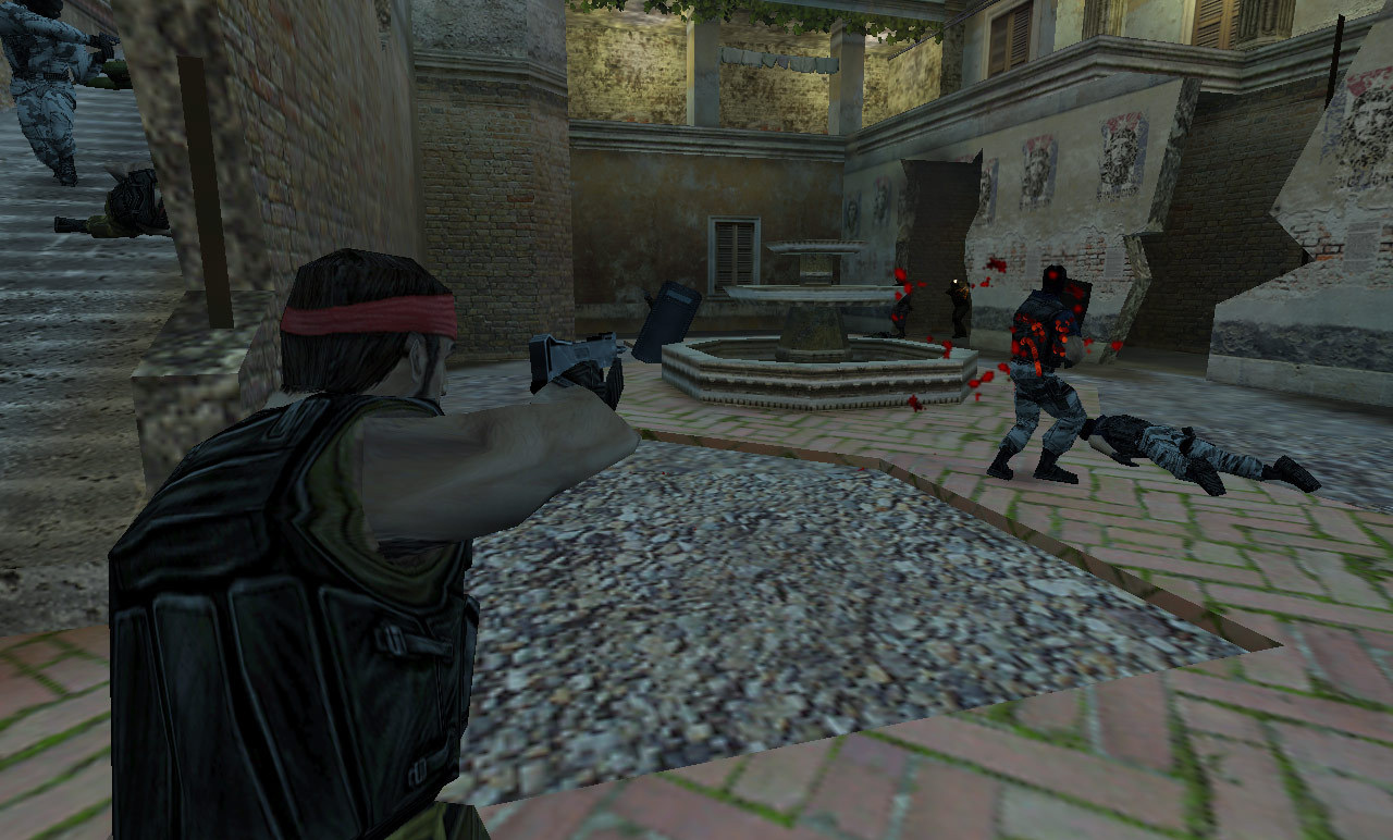 Gameplay de Counter-Strike 1.6 mostrando partida de Bomb Defusal em mapa de_dust2